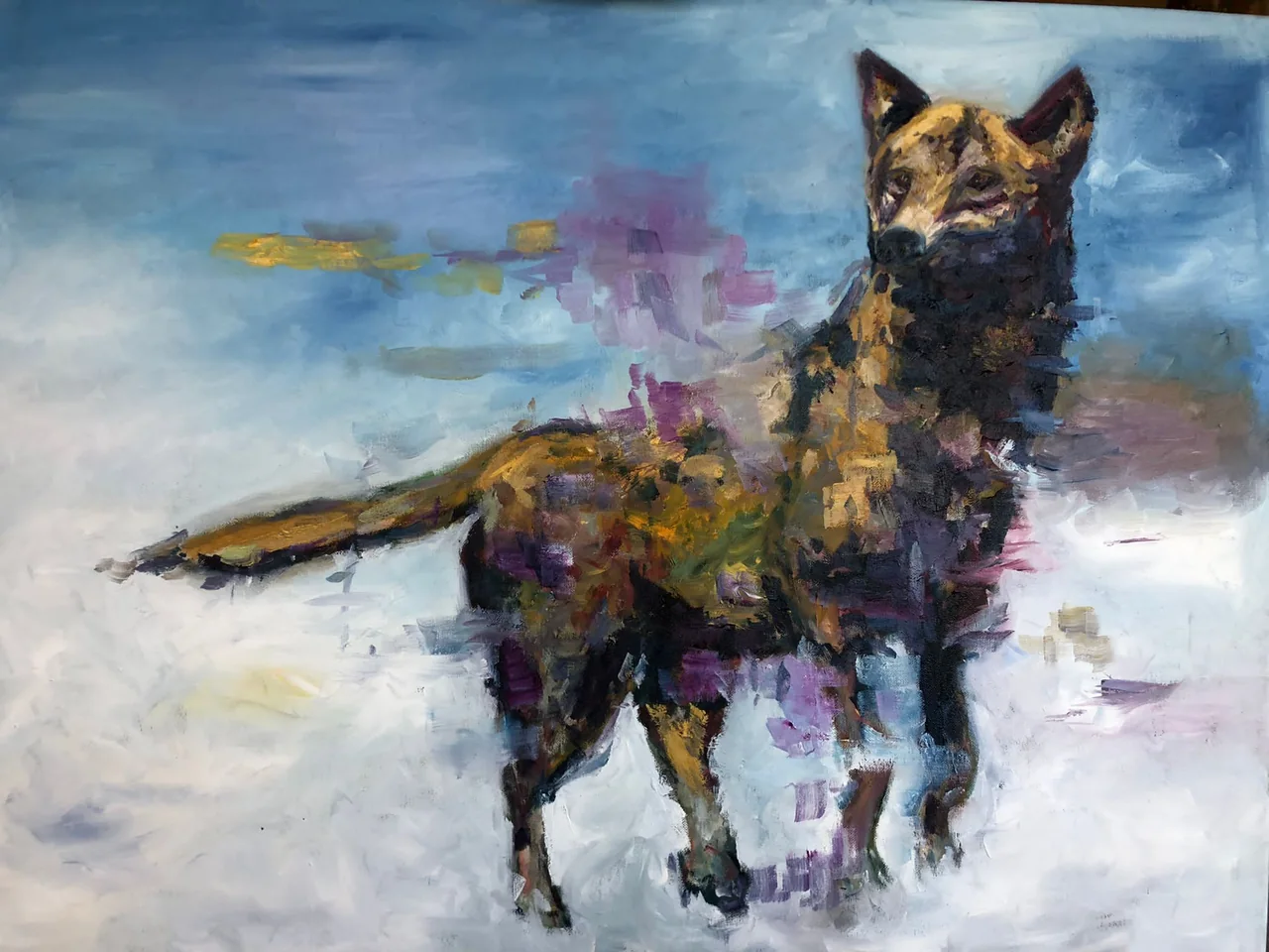 Schilderij: Wolf in sneeuw