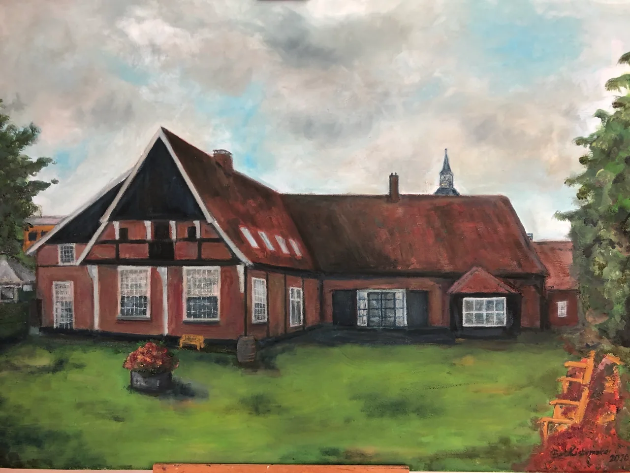 Schilderij: Boerderij met rode daken